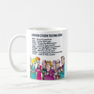 Caneca De Café Código de Mensagem Cidadã do Mais velho Engraçado