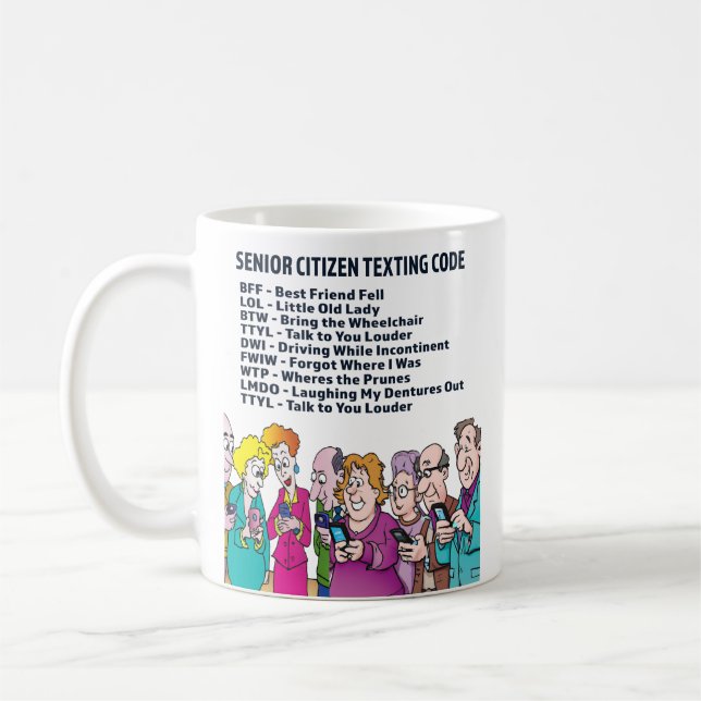 Caneca De Café Código de Mensagem Cidadã do Mais velho Engraçado (Esquerda)