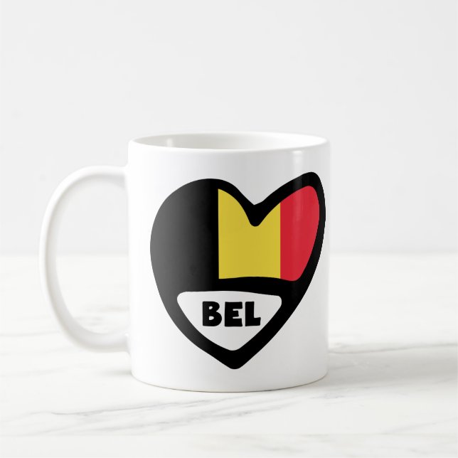 Caneca De Café Código do País Bélgica Indicador Coração BEL (Esquerda)