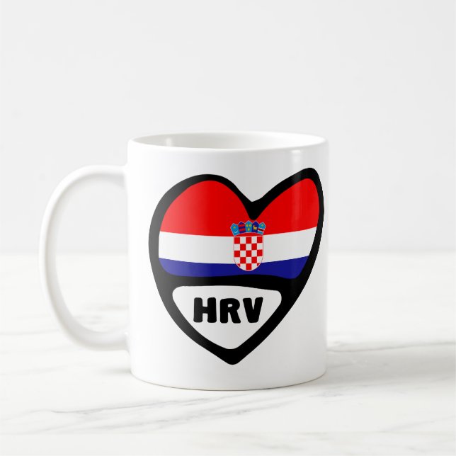 Caneca De Café Código do País Croácia Flag Heart Hrvatska (Esquerda)