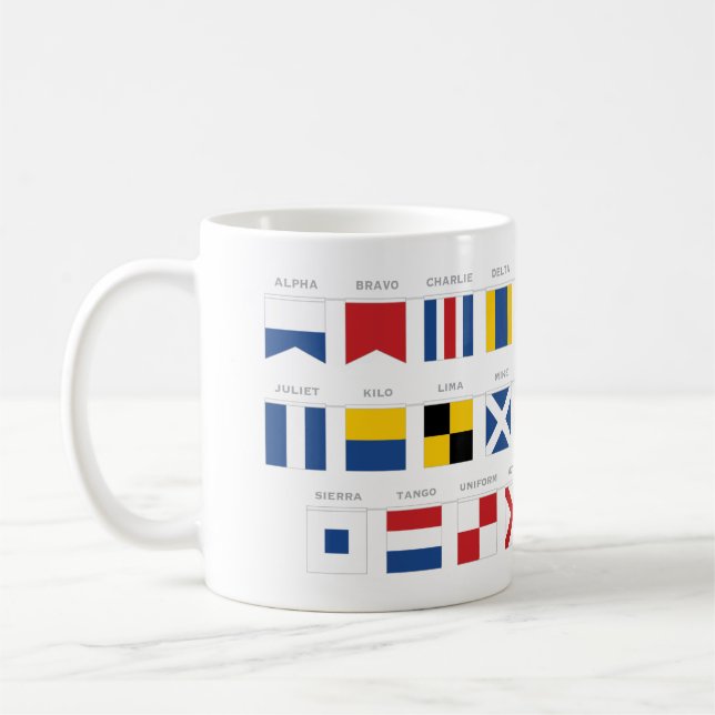 Caneca De Café Código Internacional de Sinais Alfabeto - Alpha (Esquerda)