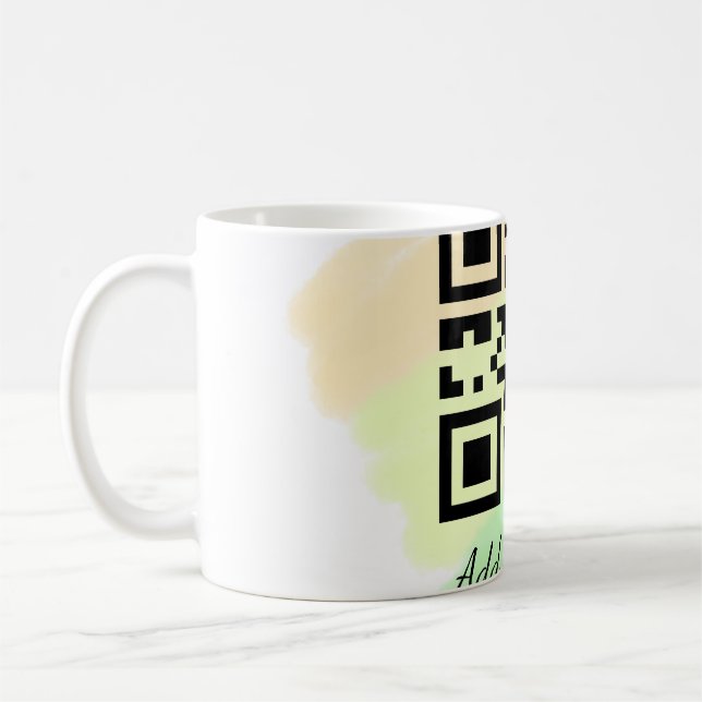 Caneca De Café código QR personalizado simples adicione o texto d (Esquerda)