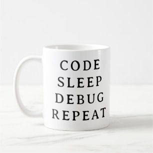 Caneca De Café Coding Gift Mug - Code Sleep Debug Repete Mug