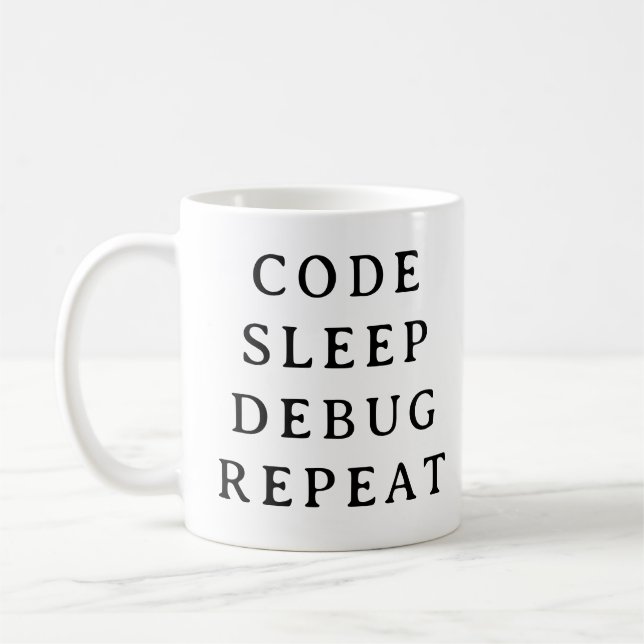 Caneca De Café Coding Gift Mug - Code Sleep Debug Repete Mug (Esquerda)