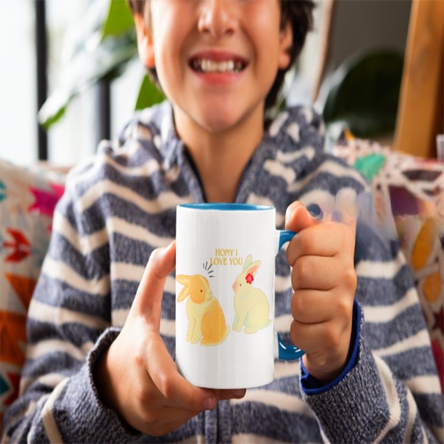 Caneca De Café Coelhinha Bonita E Casal Citada De Amor - "Querida (Criador carregado)