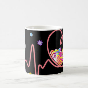 Caneca De Café Coelhinha Enfermeira Estetoscópio Ovos Felizes de 
