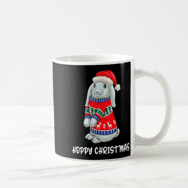 Caneca De Café Coelhinho Alegre de Natal Suéter de Natal Coelho  (Direita)