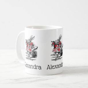 Caneca De Café Coelhinho Branco Trompetista Alice no País das Mar