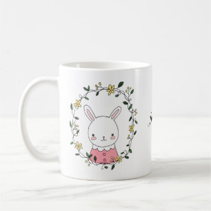 Caneca De Café Coelhinho Coelho Bonito Kawaii com Nome Personaliz