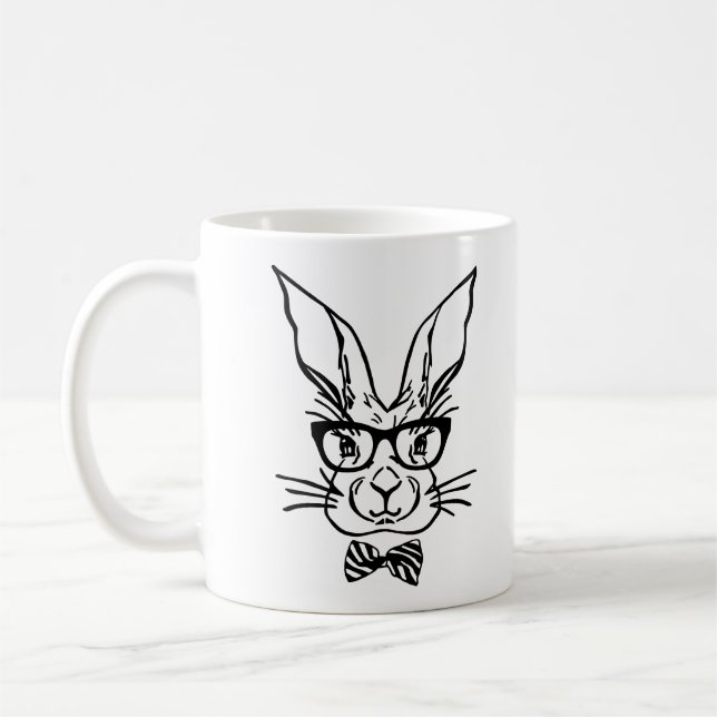 Caneca De Café Coelhinho da Páscoa de Hipster Bonito (Esquerda)