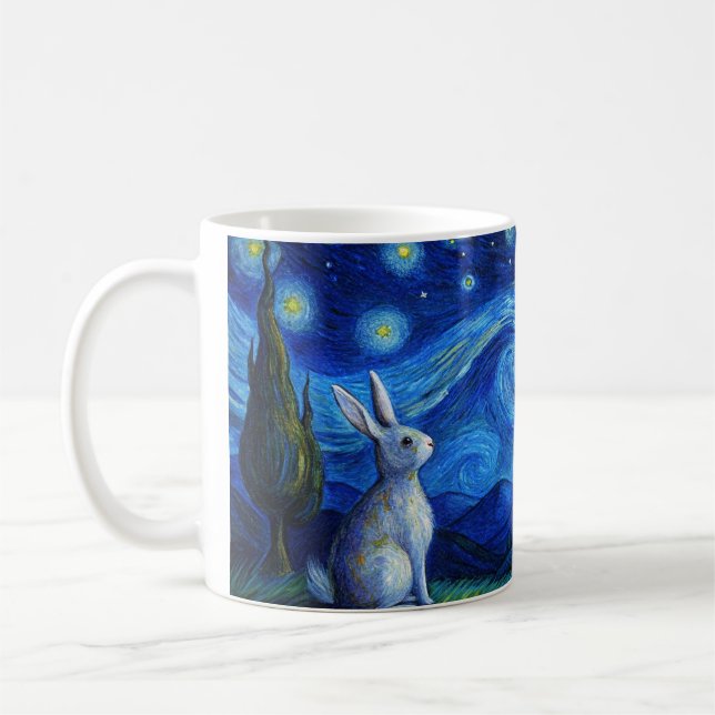 Caneca De Café Coelhinho da Páscoa na Noite Estrelada (Esquerda)