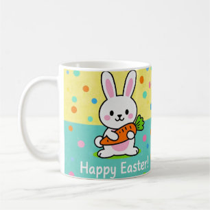 Caneca De Café Coelhinho de cartoon com bolinhas de cenoura