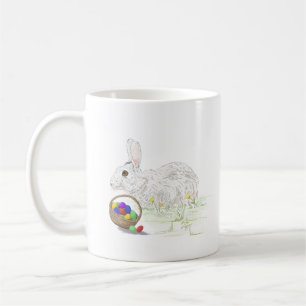 Caneca De Café Coelhinho de Páscoa bonito e clássico com ovos