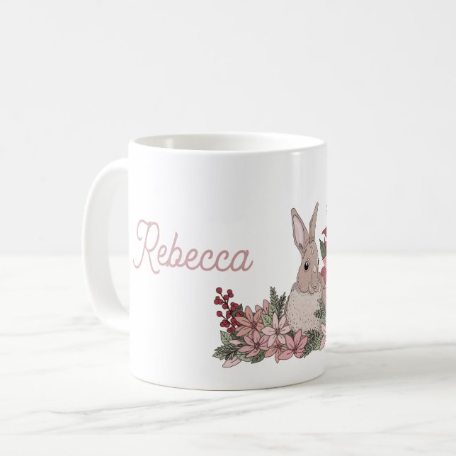 Caneca De Café Coelhinho de Páscoa com Classe de Nome (Frente Esquerda)