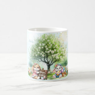 Caneca De Café Coelhinho de Páscoa de Aquarelas Personalizado