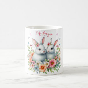 Caneca De Café Coelhinho de Páscoa de Aquarelas Personalizado