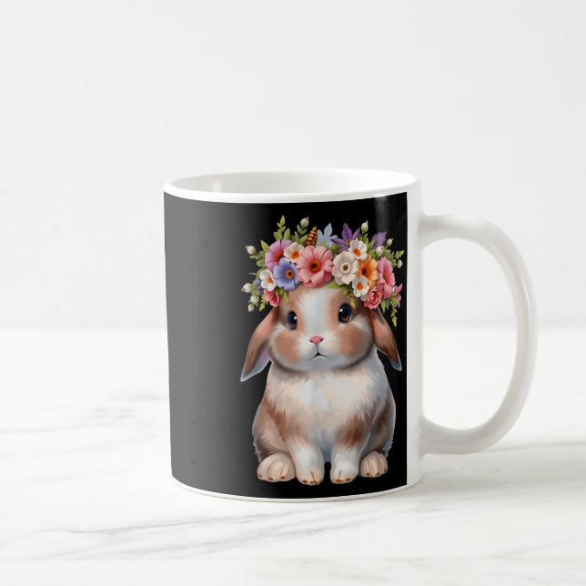 Caneca De Café Coelhinho De Páscoa Para Meninas De Páscoa - Flor  (Direita)