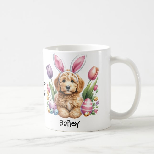 Caneca De Café Coelhinho de Páscoa personalizado de Goldendoodle/ (Direita)