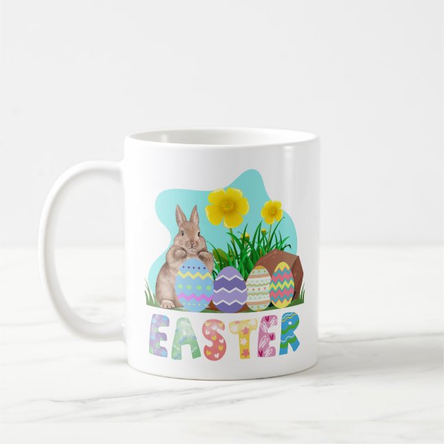 Caneca De Café coelhinho feliz da páscoa (Esquerda)