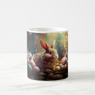 Caneca De Café Coelhinho felz pascoa com ovos de Páscoa