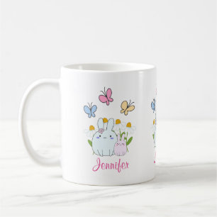 Caneca De Café Coelhinhos bonitos com margaridas Primavera e borb