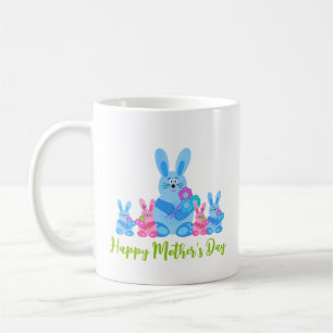 Caneca De Café Coelhinhos com flores