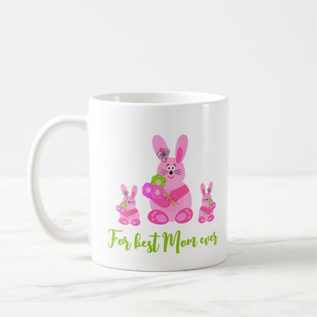 Caneca De Café Coelhinhos com flores (Esquerda)