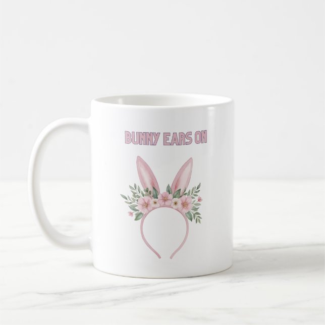 Caneca De Café Coelhinhos de Aquarelas com Flores (Esquerda)