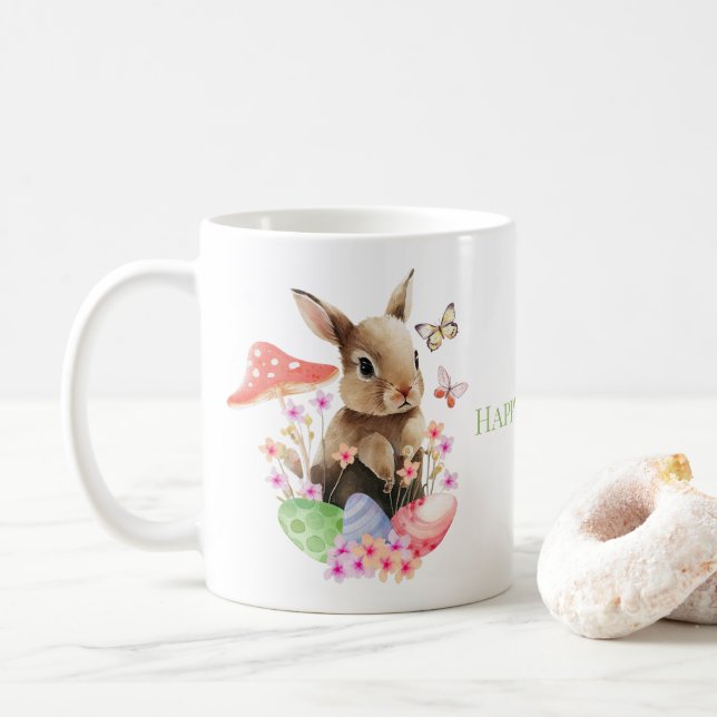 Caneca De Café Coelhinhos De Coalhada E Ovos De Páscoa Coffee Mug (Com Donut)