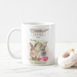 Caneca De Café Coelhinhos de Páscoa bonitos   Felz pascoa Waterc