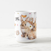 Caneca de Café Coelhinhos Fofos da Floresta