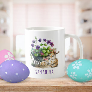 Caneca De Café Coelhinhos Fofos Personalizados Menina Páscoa