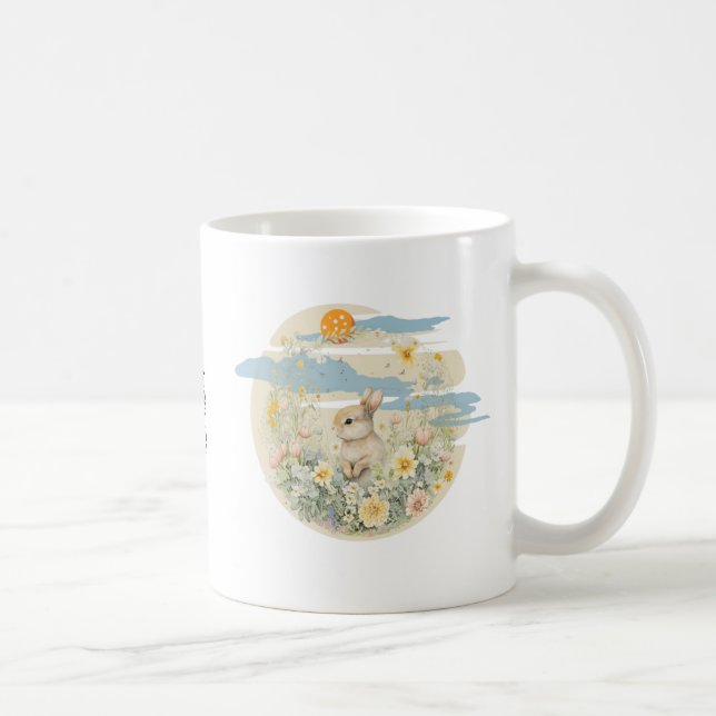 Caneca De Café Coelho bonito com texto personalizado (Direita)