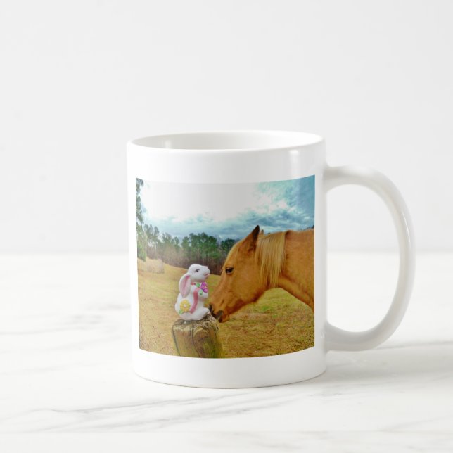 Caneca De Café Coelho branco e cavalo amarelo (Direita)