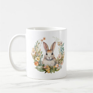 Caneca De Café Coelho Castanho-Claro/Coelho-Bronzeado com Flores