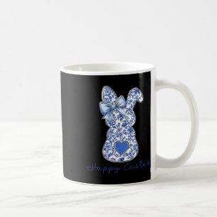 Caneca De Café Coelho Chinoiserie Vintage Azul e Branco Pa