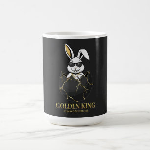 Caneca De Café Coelho com óculos legais, Dourado, rachado, real