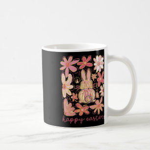 Caneca De Café Coelho da Páscoa Boho Coquette Floral Pino Feliz P