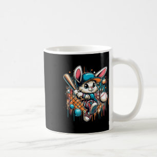 Caneca De Café Coelho da Páscoa engraçado jogando beisebol Coelho