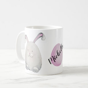 Caneca De Café Coelho da Páscoa Feliz Aquarela Pintado à Mão