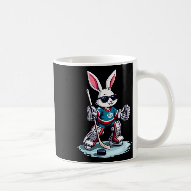 Caneca De Café Coelho da Páscoa Jogando Hóquei no Halloween  (Direita)