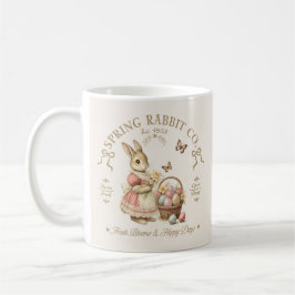 Caneca De Café Coelho da Primavera Co Bunny Floral Vintage Arte