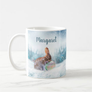Caneca De Café Coelho de Coelho de Oração Religiosa na Praga de C