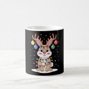 Caneca De Café Coelho de Natal Rena Chifres Luzes Xmas Neve