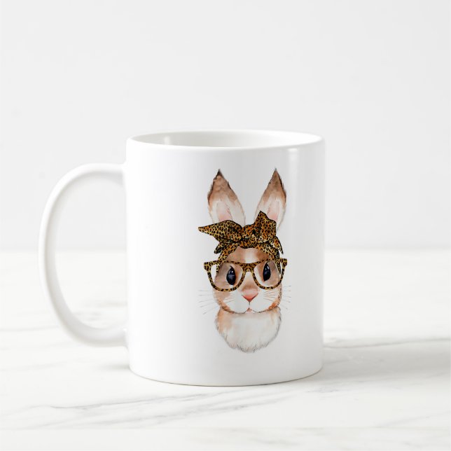 Caneca De Café Coelho de Páscoa Bonito Mamãe de Páscoa Leopardo A (Esquerda)
