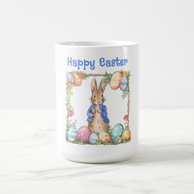 Caneca De Café Coelho de Páscoa Clássico Ovos de Páscoa Feliz Pás (Centro)