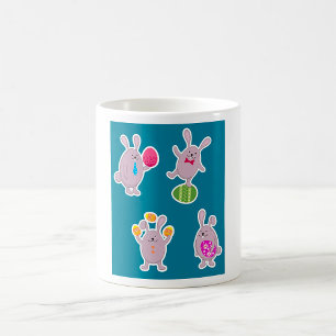 Caneca De Café Coelho de Páscoa com Ovos Coloridos