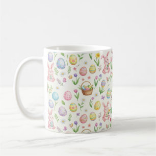 Caneca De Café Coelho de Páscoa e Estampa Floral em Pastel Capric