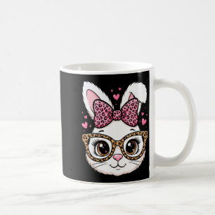 Caneca De Café Coelho de Páscoa fofo rosto leopardo laço óculos d