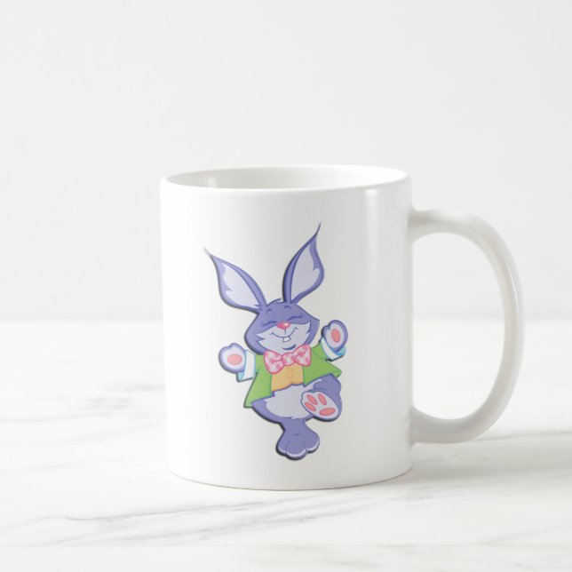 Caneca De Café Coelho de Páscoa Roxo Dançando (Direita)